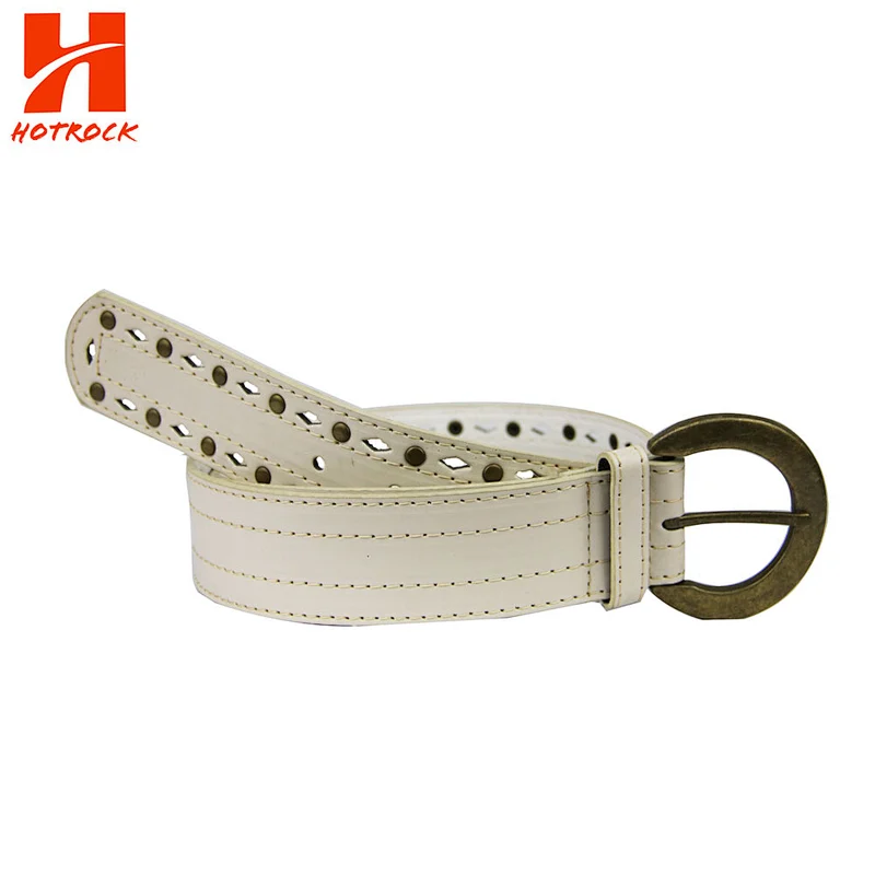 Hollow out women PU leather belts with rivet