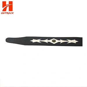 Hot sale emboss pattern with metal flower decoration  PU Leather Guitar Strap