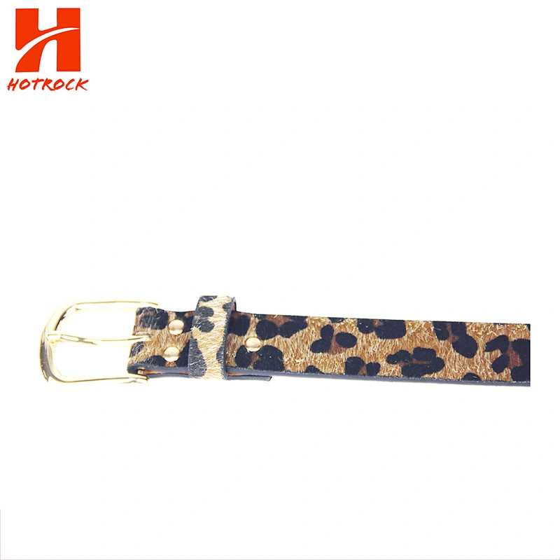 Latest design leopard belts Customized PU leather belts with metal Pin Buckle