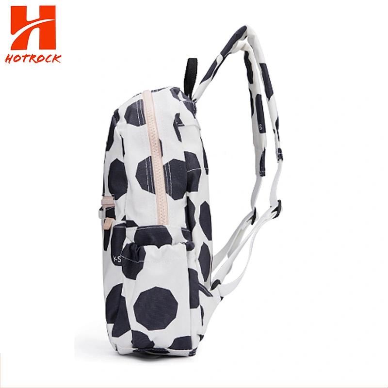 Waterproof White Fabric Backpacks Football Print School Bags For Children