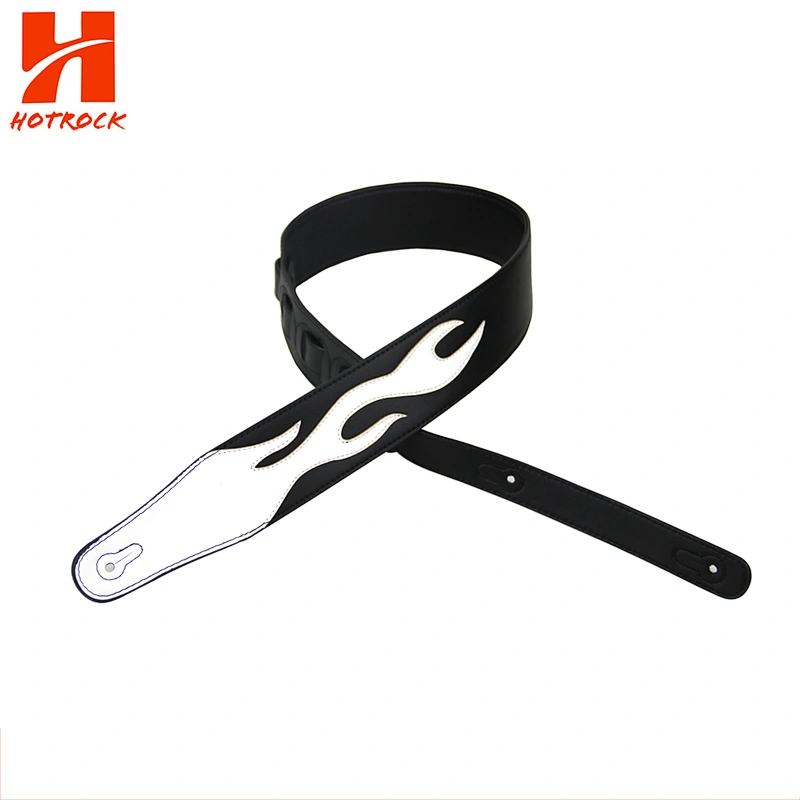 New design white patch Electric Guitar PU Leather Guitar Strap