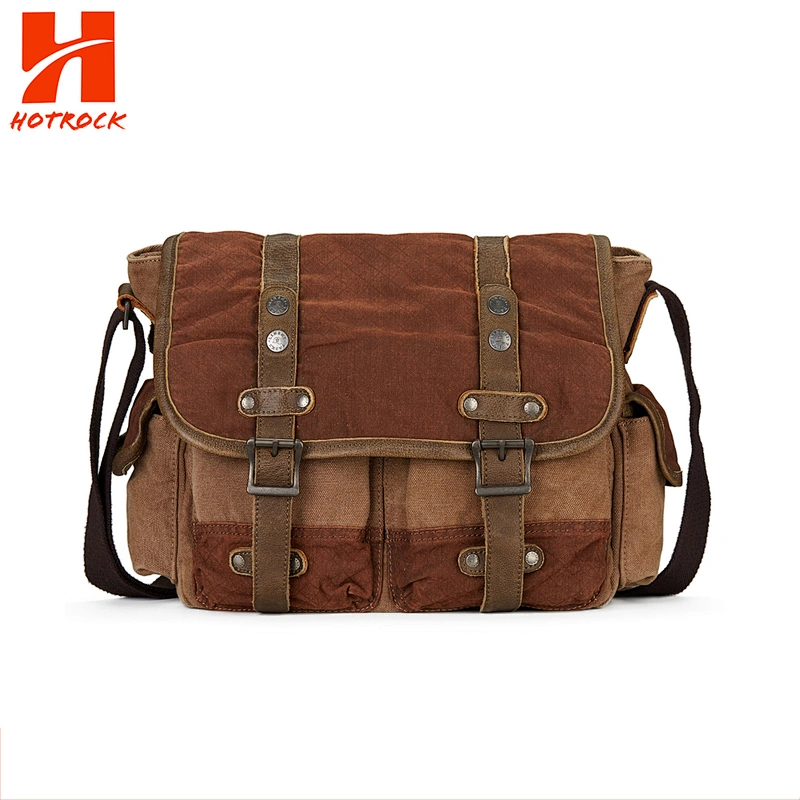 Custom laptop Vintage canvas shoulder bag Durable men messenger bags