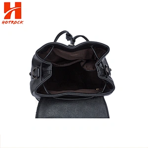 Pu Leather Rivets Drawstring Bag Women Backpack With Cover