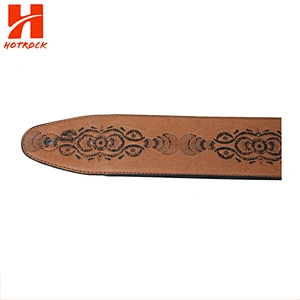 Classic emboss printing Guitar accessories  PU Leather Guitar Strap