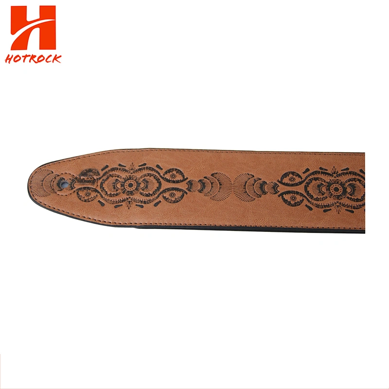 Classic emboss printing Guitar accessories  PU Leather Guitar Strap