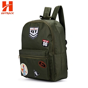 Army Green Multi Compartment Children Bags Rocket Patch School Backpacks