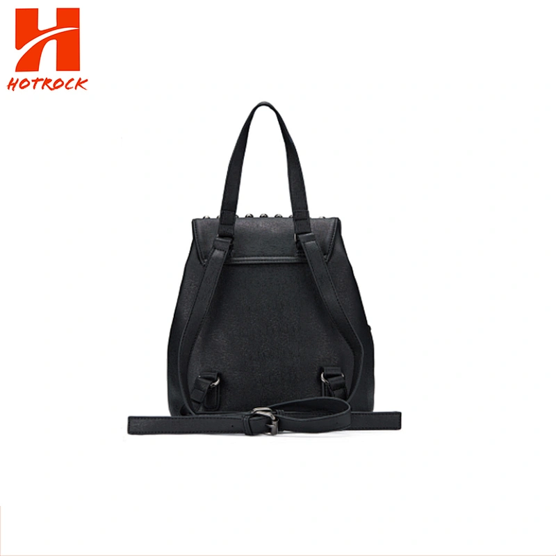 Pu Leather Rivets Drawstring Bag Women Backpack With Cover