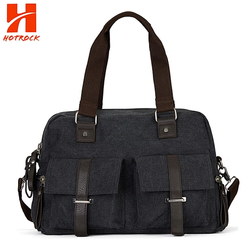 Men Designer Customized Vintage Solid Color Multi-function Canvas Handbags