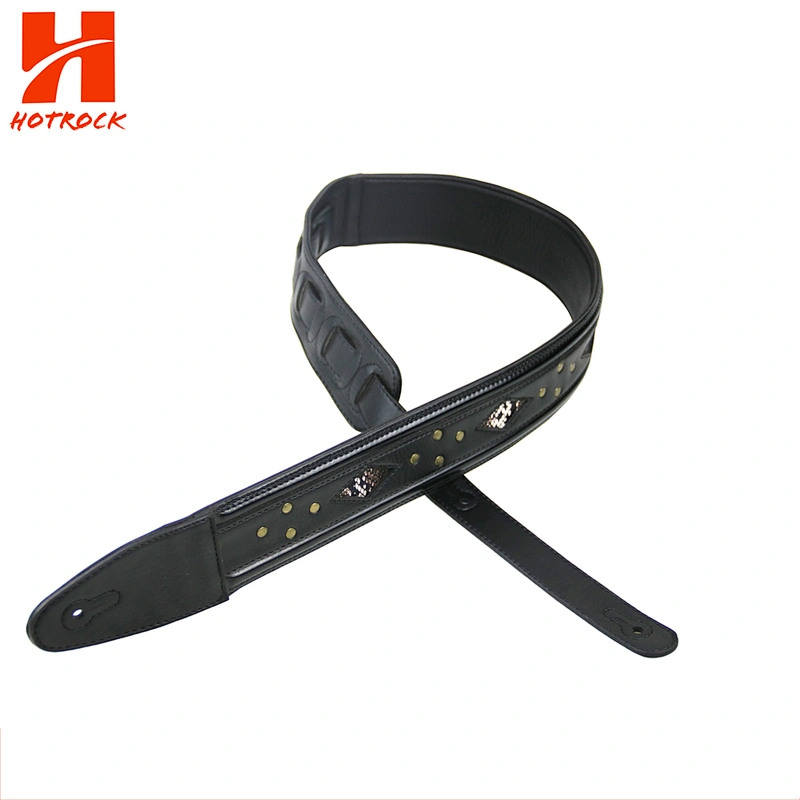 Fashionable metal stud snake skin Electric Guitar / Acoustic Guitar PU Leather Guitar Strap