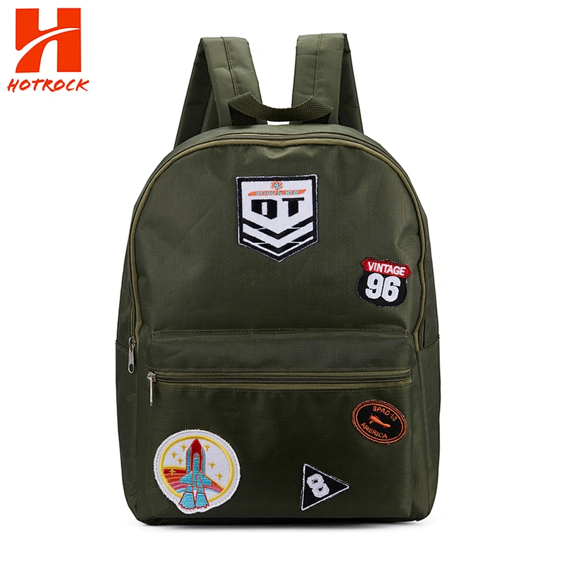 Army Green Multi Compartment Children Bags Rocket Patch School Backpacks