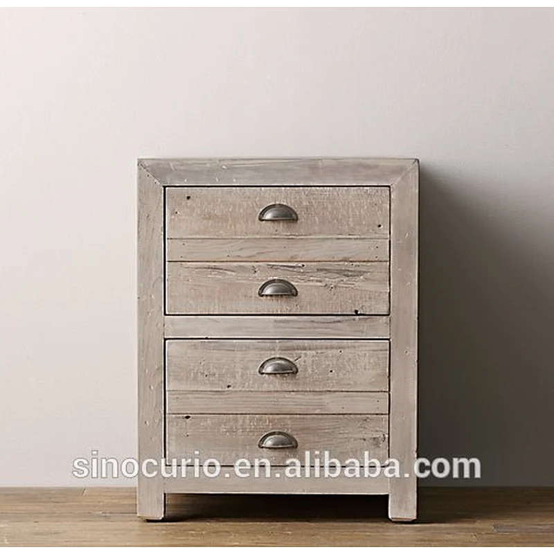 Antique Shabby Chic White Solid Wood Vintage Cabinet