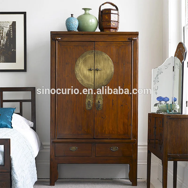 antique reproduction Chinese solid wood wedding cabinet