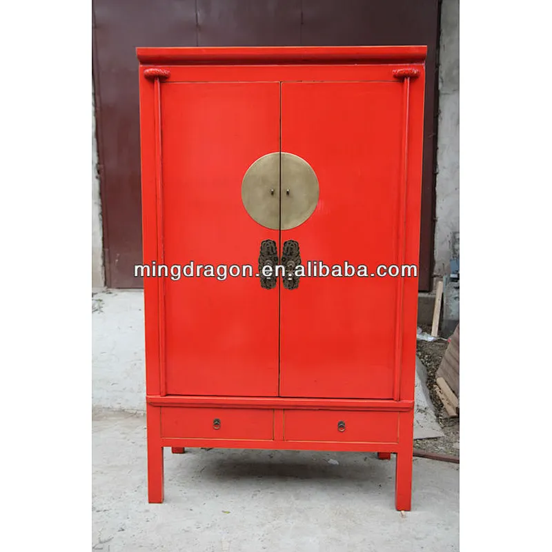 Antique Chinese furniture living room cabinet &red weeding wardrobe