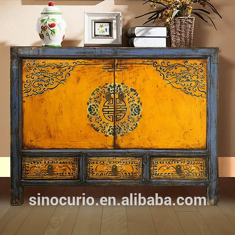 Chinese style antique hand painted furniture side cabinet