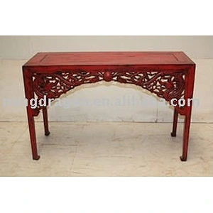 Antique Chinese Beautiful Hand Carved Red Wood Table