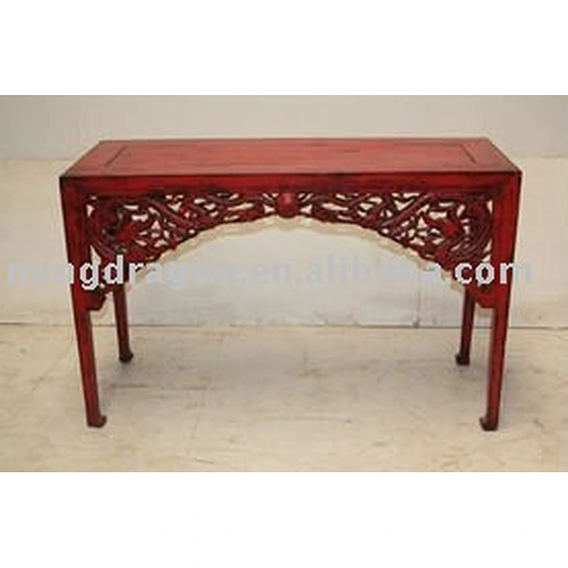 Antique Chinese Beautiful Hand Carved Red Wood Table