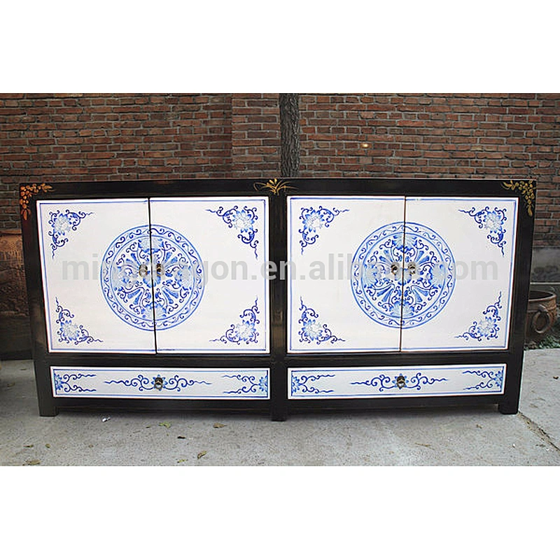antique furniture with pattern of blue and white porcelain,buffet sideboard