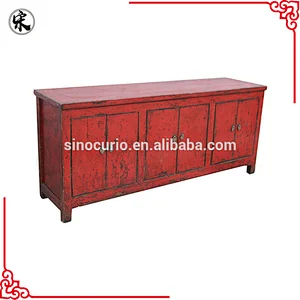 Antique Chinese Reproduction Buffet cabinet red sideboard