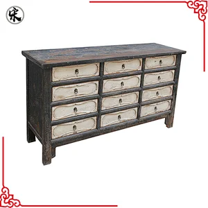 China antique reclaimed wood bleached drawers wood chest wholesale furniture