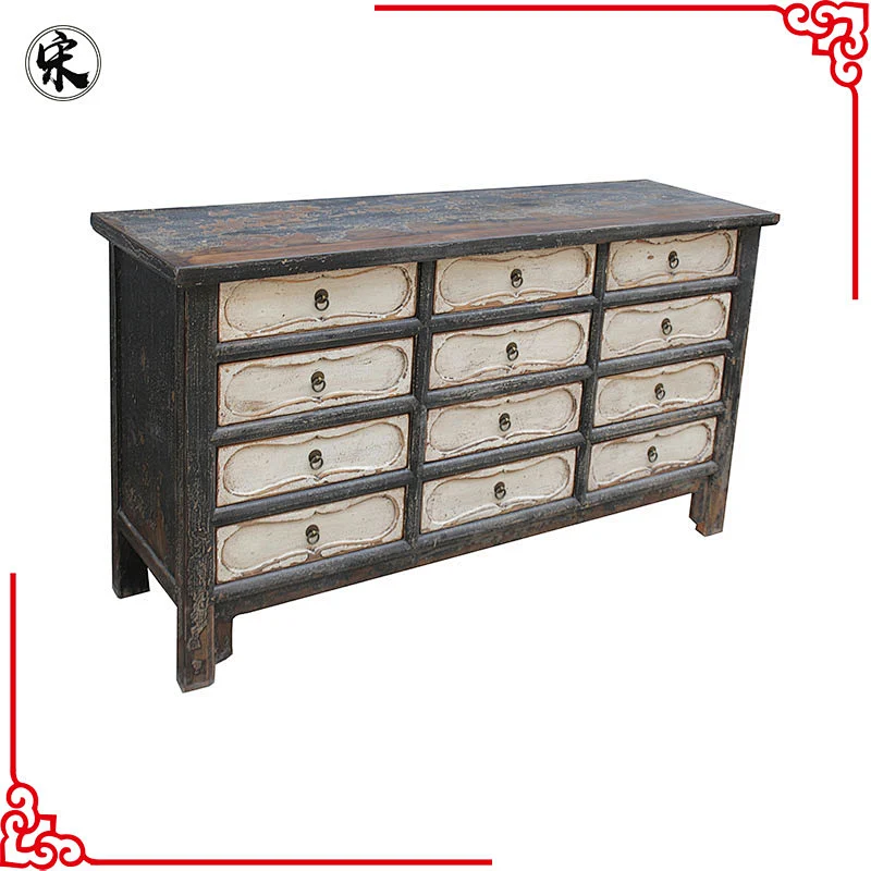 China antique reclaimed wood bleached drawers wood chest wholesale furniture