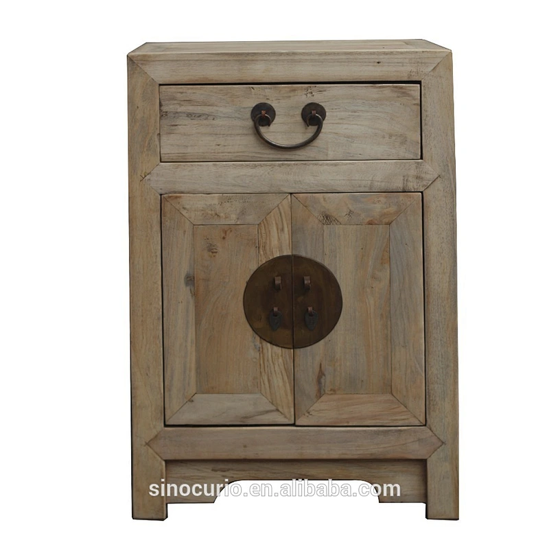 Antique wood furniture living room cabinet set natural bed side table