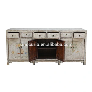 Oriental antique reproduction rustic distressed dresser table furniture
