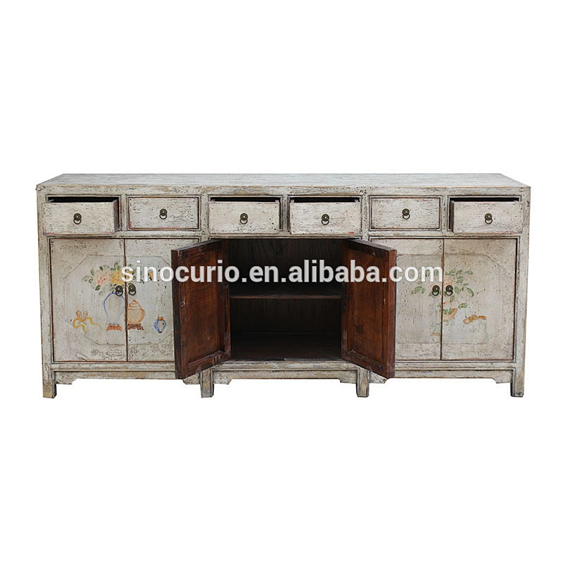 Oriental antique reproduction rustic distressed dresser table furniture