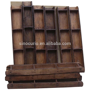 Chinese antique wood craft vintage rustic woode brick moulding