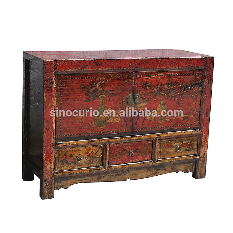 Chinese Antique Original Shanxi Hand Painted Cabinet Asian Furniture