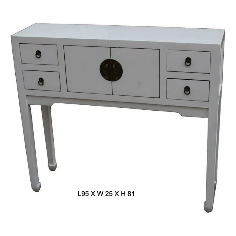 Chinese antique white wooden alter table with drawers