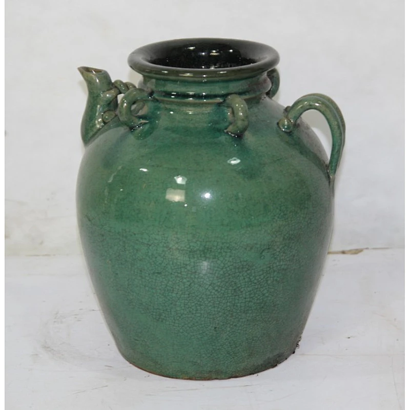Collected antique chinese style indoor hand glazed ceramic flower pot