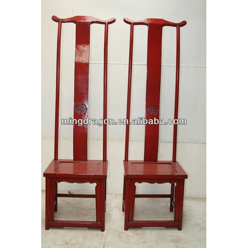 Chinese antique high back red dining chair
