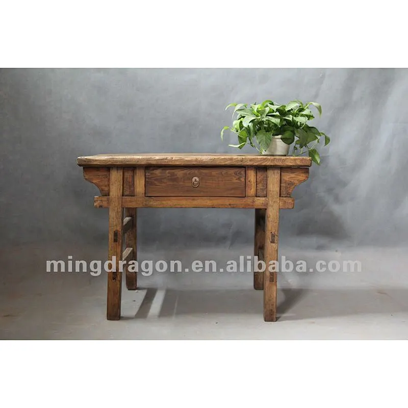 Chinese antique furniture pine recycle wood Shanxi natural wood color one drawer table