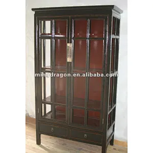 black glass two door cabinet