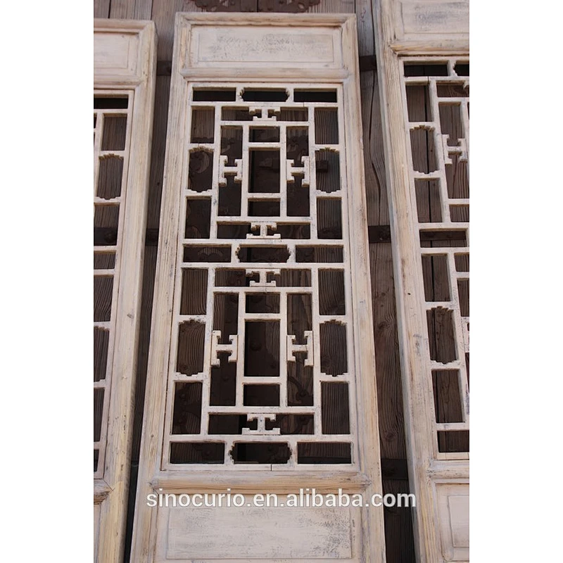 Chinese Antique Carving Wood Folding Screen Room Divider
