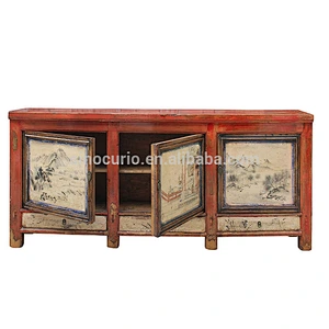 Chinese antique furniture shanxi painted long buffet sideboard