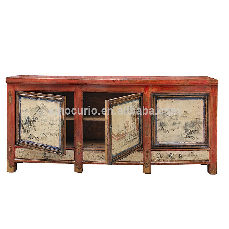 Chinese antique furniture shanxi painted long buffet sideboard