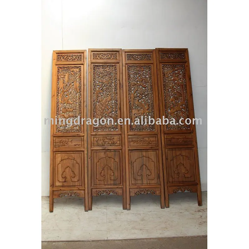 Chinese Antique Hand-craft painging 4 pieces Screen