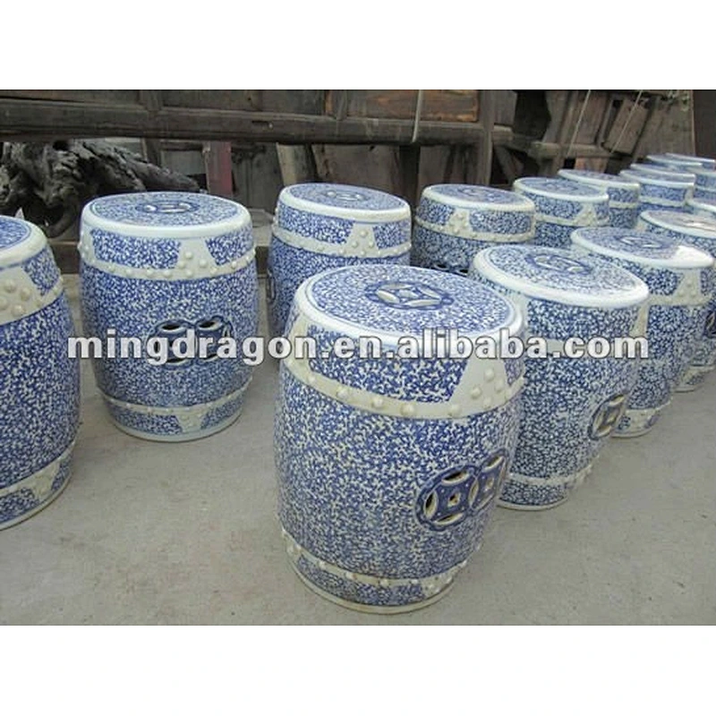 Chinese antique blue and white ceramic garden stool