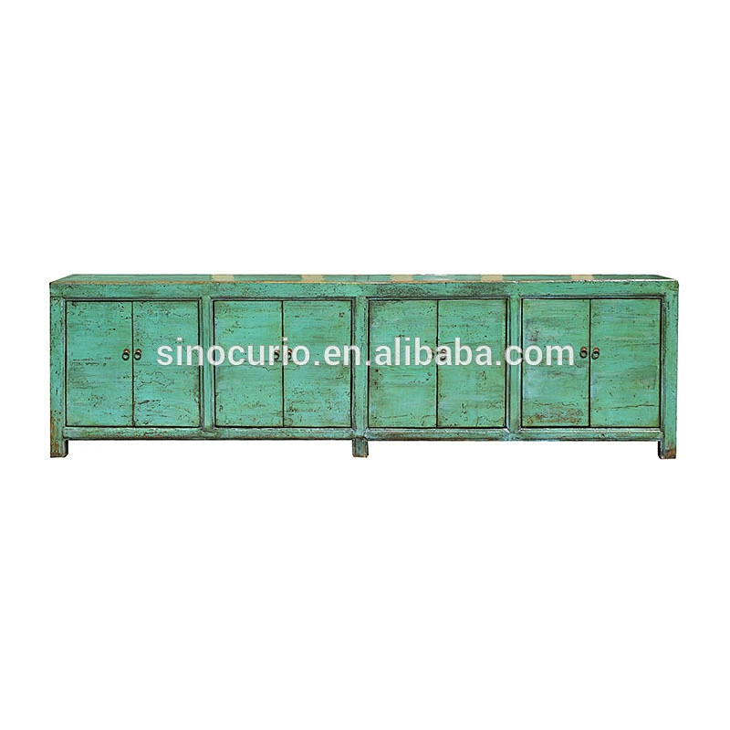 Asian antique vintage Chinese reclaimed solid wooden sideboard buffet table