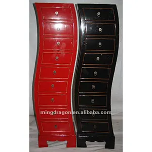 chinese antique furniture colorful black/red pine wood Beijing Nine drawer cabinet