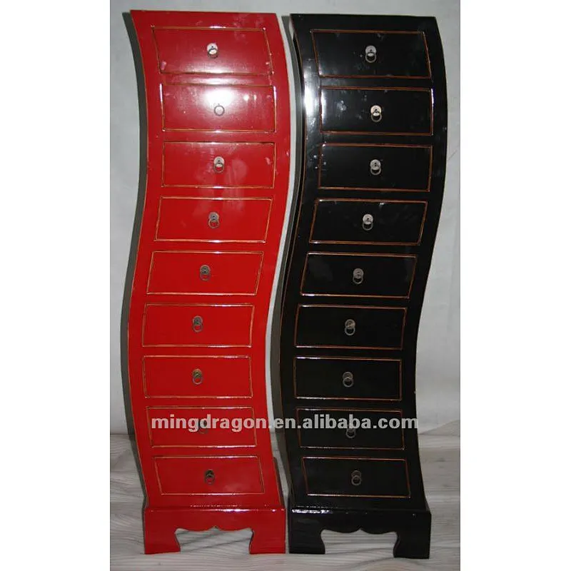 chinese antique furniture colorful black/red pine wood Beijing Nine drawer cabinet