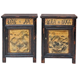 Chinese antique reproduction cabinet oriental painted storage furniture