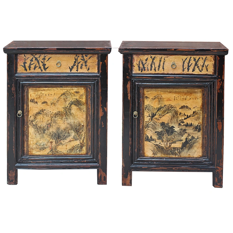 Chinese antique reproduction cabinet oriental painted storage furniture