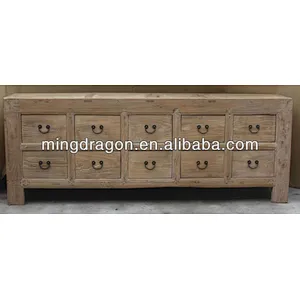 Antique nature wooden cabinet with ten drawers