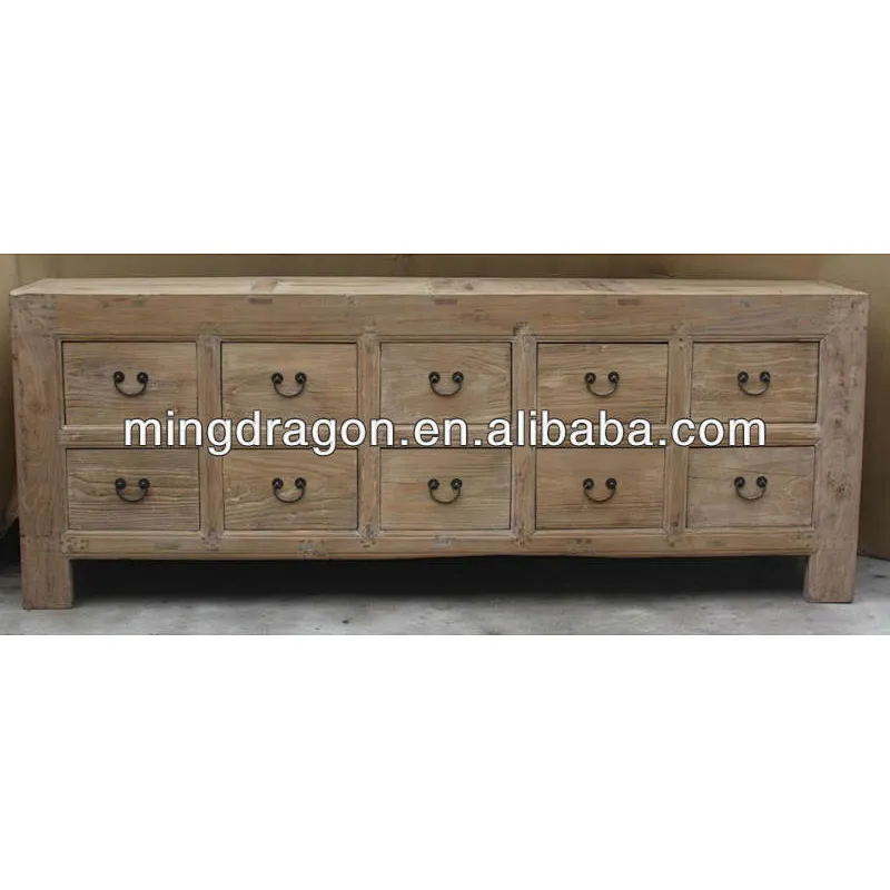 Antique nature wooden cabinet with ten drawers