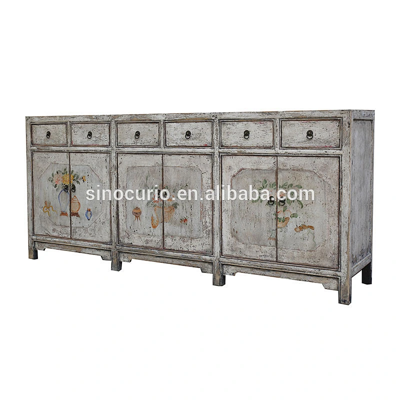 Oriental antique reproduction rustic distressed dresser table furniture