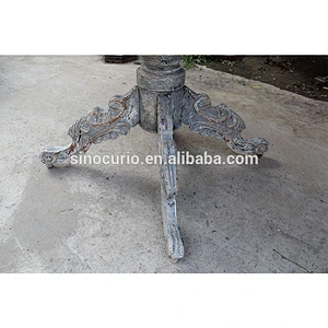 French style round shape reclaimed elm wood dining table solid wood rustic furniture