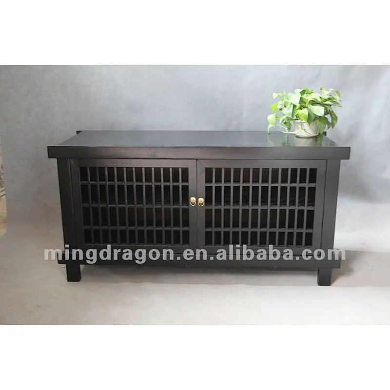 Chinese antique furniture elm wood shanxi black two door kitchen cupboard