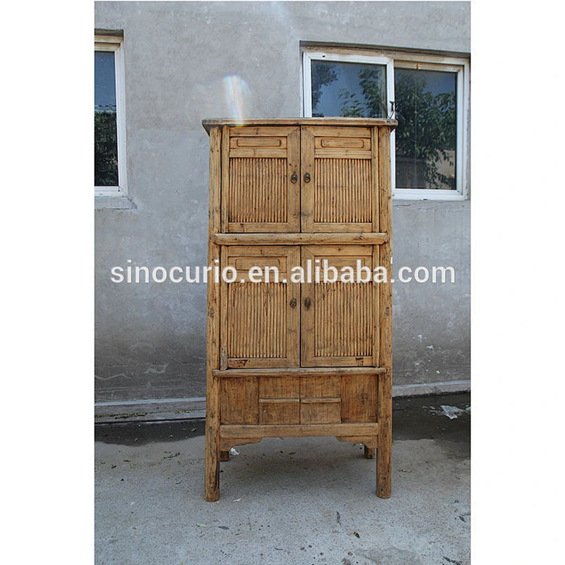 Chinese old antique bamboo cabinet kitchen cupboard furniture wardrobe cabinet